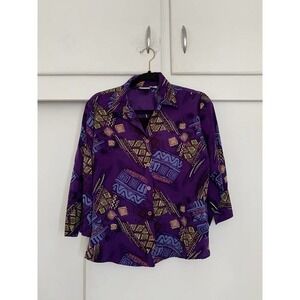 Modern essentials VTG Retro button down‎ shirt built in tank Medium Purple